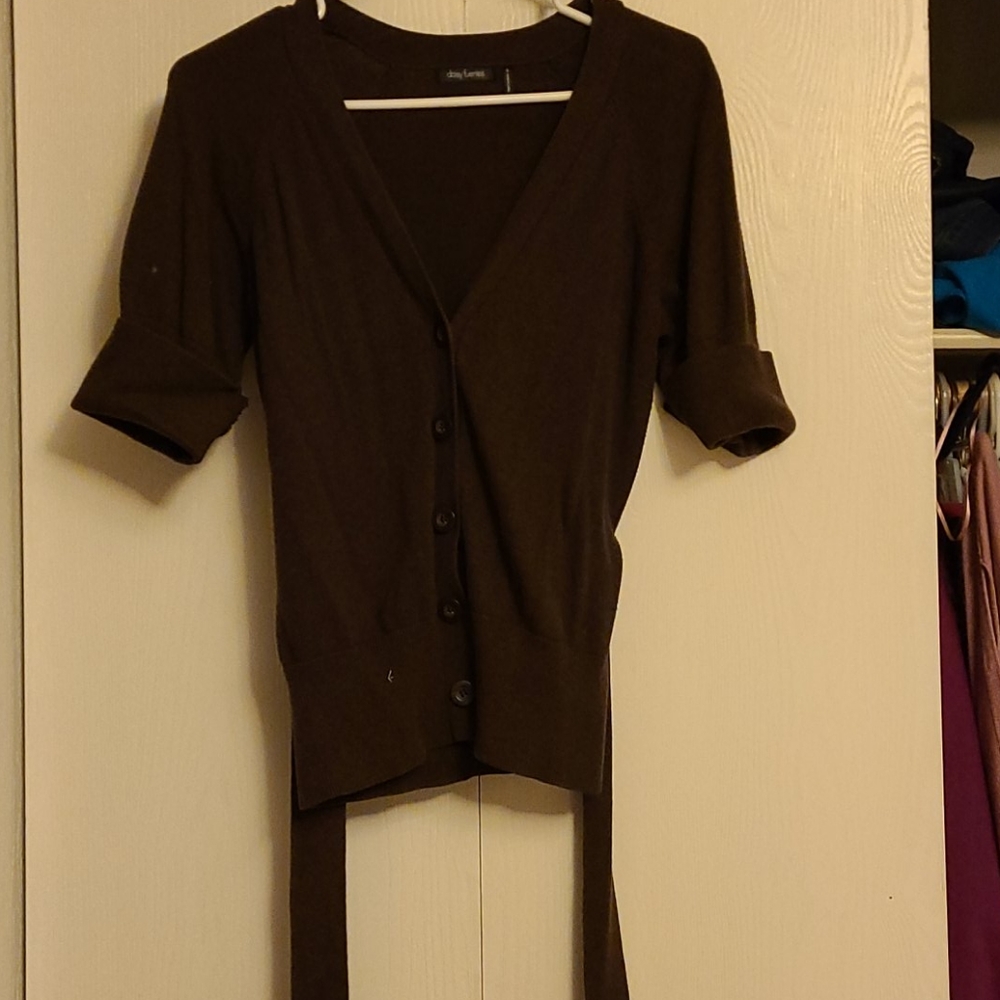 belted half sleeve sweater